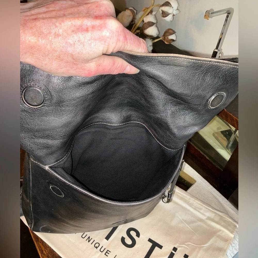 NWT Bed Stu Leather Howie Flapover Leather Backpack Black Rustic Retail $365